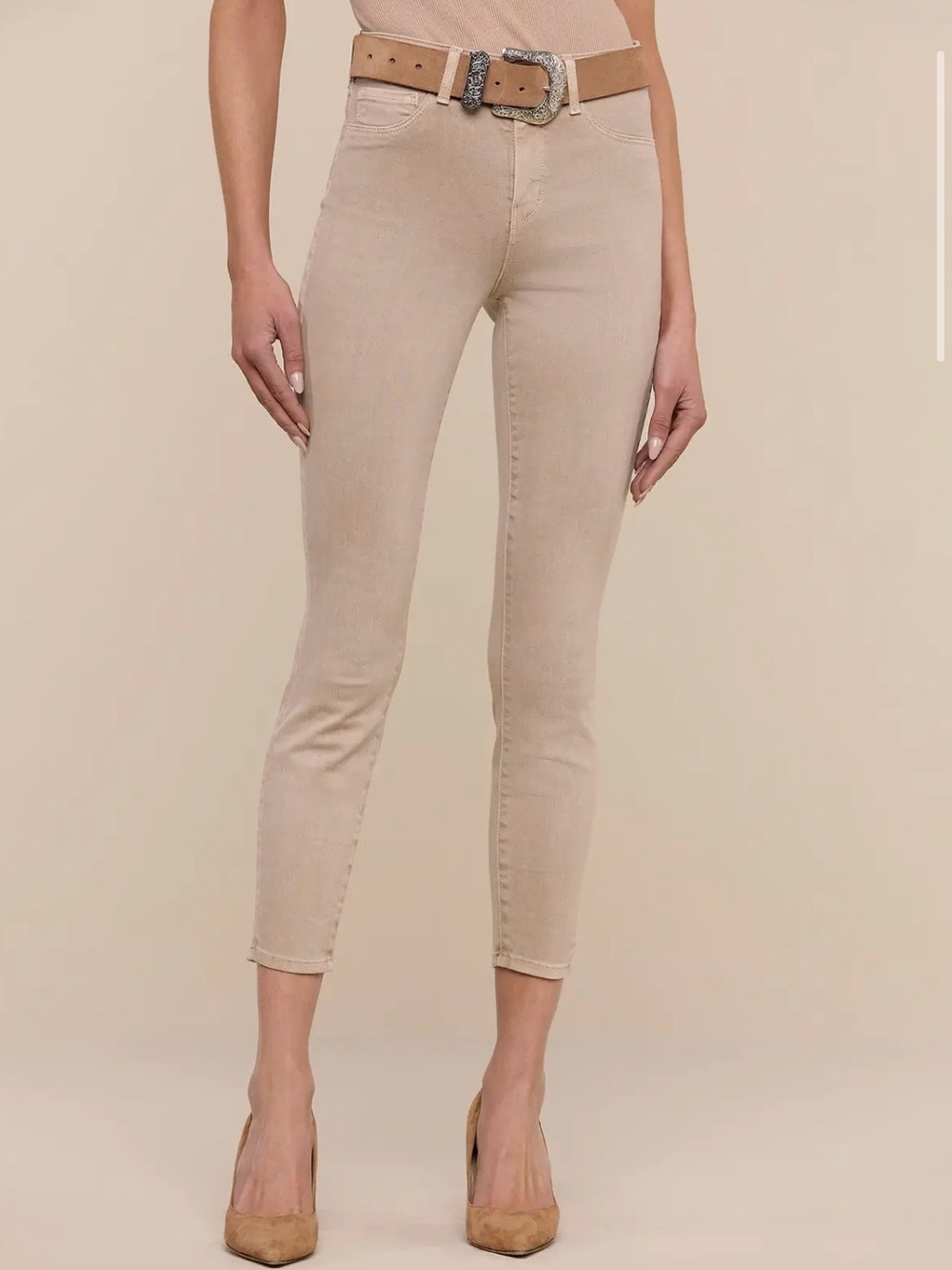L’AGENCE Biscoff Margot Cropped Skinny Jeans Size 28 High Rise Premium Denim